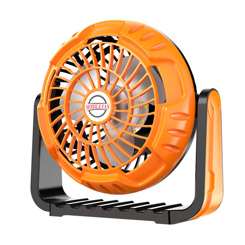 Portable Camping Fan with Integrated LED Light Perfect for Outdoor Adventures Adjustable Airflow and Bright Illumination