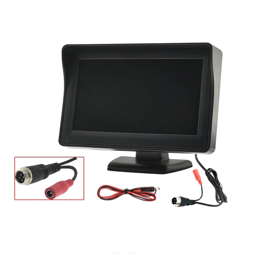 Simple installation of 4.3-inch 5-inch car monitor reversing image camera forward-looking rear-looking 12-24V universal