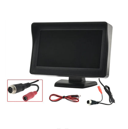 Simple installation of 4.3-inch 5-inch car monitor reversing image camera forward-looking rear-looking 12-24V universal