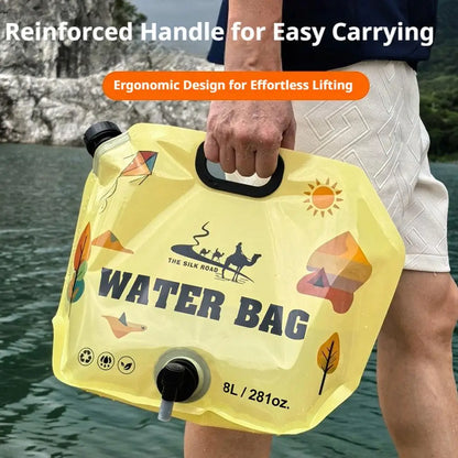 Camping Foldable Water Bag with Bottle Tap 8L Outdoor Hiking Water Bucket Bag Large Capacity Water Container Camping Supplies