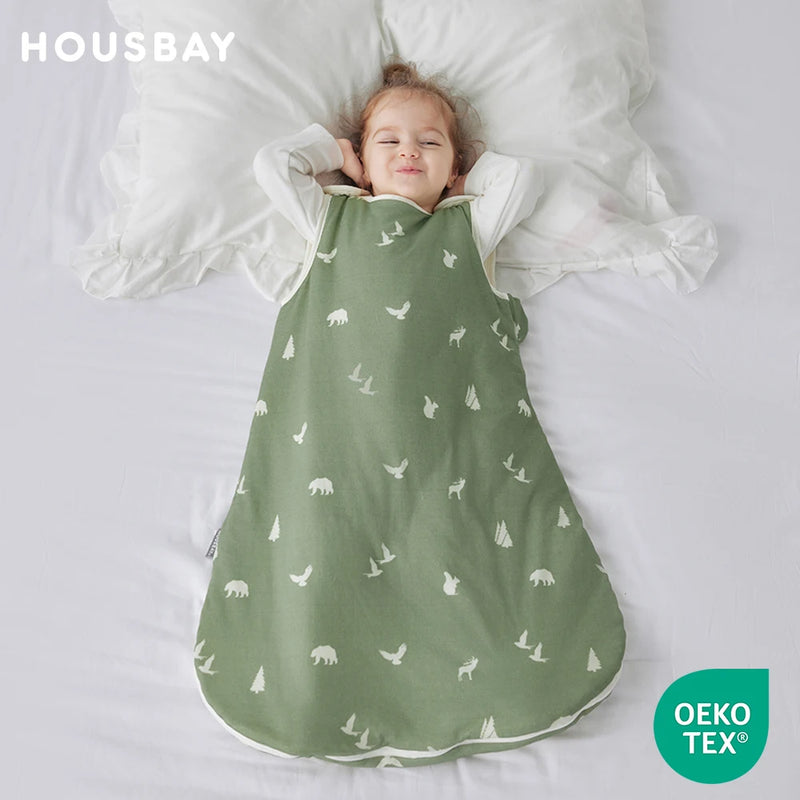 Sleeping Bag For Baby 0-24 Months Spring Autumn Sleeveless Wearable Anti-Kick Blanket Cartoon Printed Baby Sleepsacks 2.5Tog