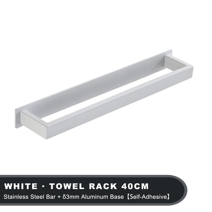 Black Stainless Steel Towel Holder No Drill Wall Shower Towel Shelf Kitchen Towel Hanger Rail Bathroom Towel Rack Self Adhesive