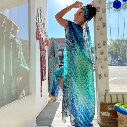 Women Boho Clothing Bohemian Cover-ups Bikinis Maxi Dresses Beach Outfits Kaftans Swimwear