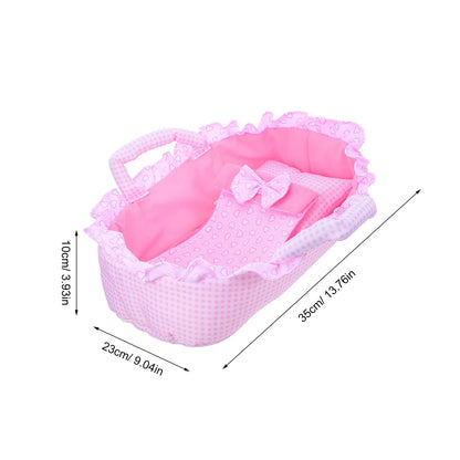 Baby Bassinet Carrying Cradle for 35Cm Reborn Baby Crib Bed Carrier Pillow Blanket Portable Mini Cradle Dollhouse Furniture Prop
