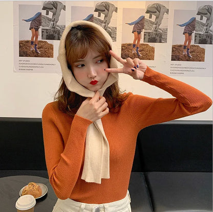 2026 Autumn Basic Bottoming Sweater Top Women Ribbed Soft Mock Neck Elastic Pullover Warm Solid Color Slim Jumper