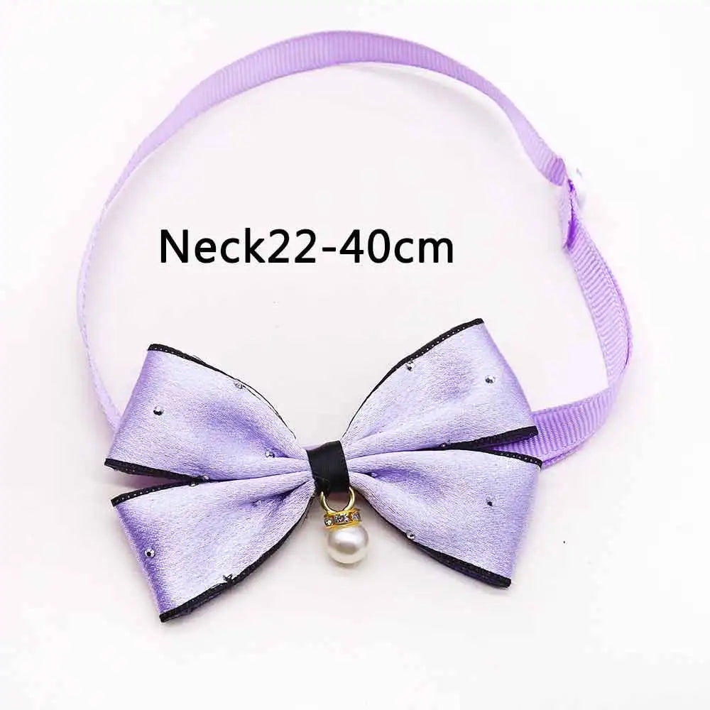 30PCS Pet Dog Collars 2026New Pearl Dog Bow Ties Collars Accessories For Dogs Cats Necktie Fashion Shining Small Pet Supplies