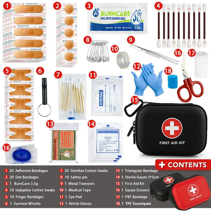 Multi-purpose small/large first aid kit: portable first aid kit for outdoor hunting, hiking, camping, including emergency suppli