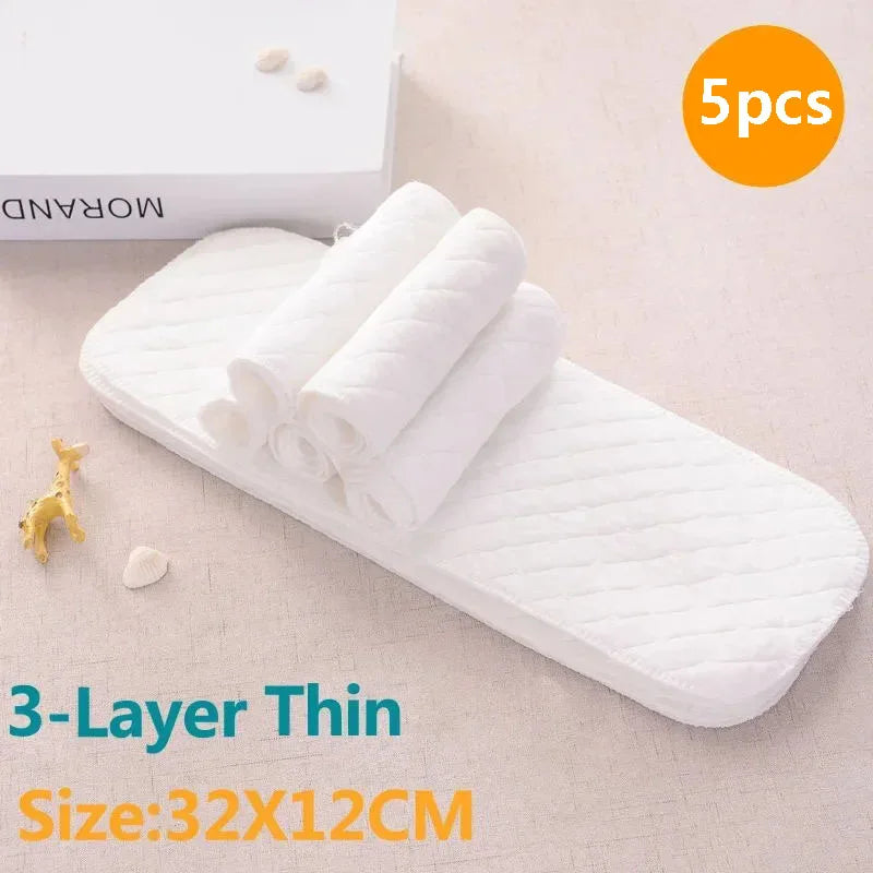 10Pcs Baby Diapers Reusable Washable Cotton Diaper Ecological Nappies Insert Cotton Cloth Breathable Absorbent Cloth Diapers