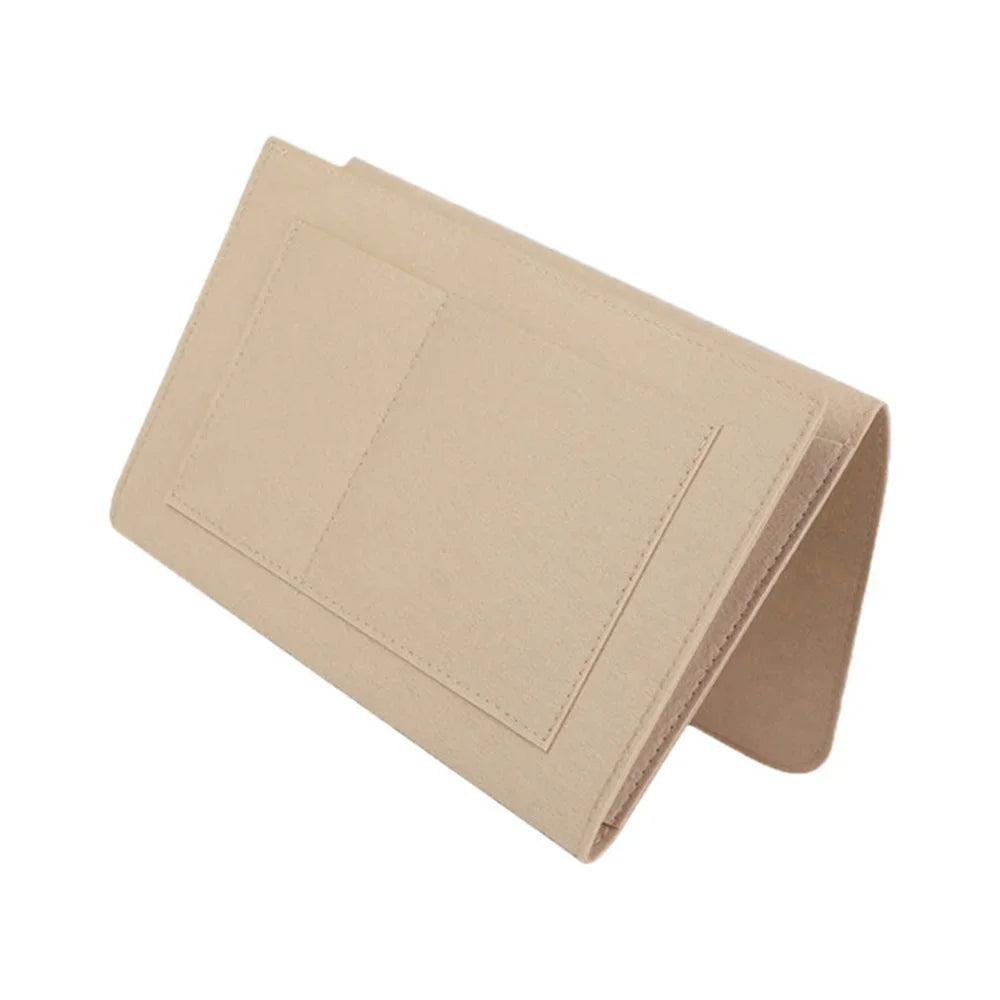 Hanging Storage Bag for Bed Sofa Side, Phone Book Magazine Holder Pockets, Baby Tissue Box, Felt Bedside Storage Organizer Pouch