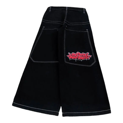 Wexwear Jeans New Y2K Harajuku Hip Hop Letter Embroidered Retro Baggy Jeans Denim Pants Men Women Goth High Waist Wide Trousers
