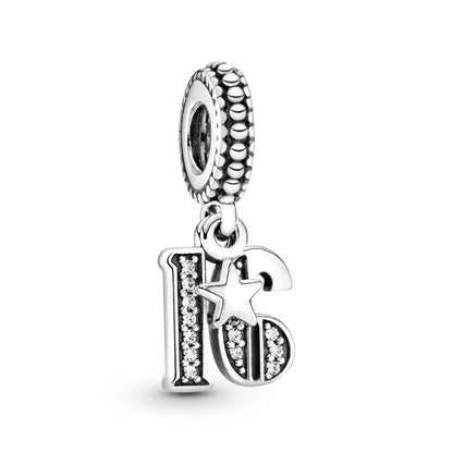 New 925 Sterling Silver Heart Number Charms Fit Original Europeans Bracelet Love Angel Wings Globe DIY Jewelry Gift for Women