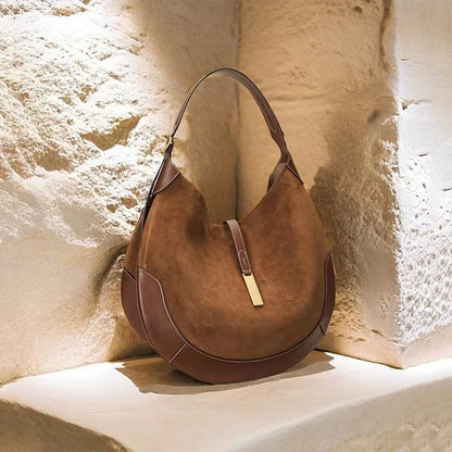 New Suede Vintage Women Shoulder Bag Luxury Women Bags Ladies Large Capacity Tote Underarm Bag Large Capacity Tote Bag