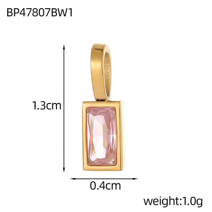 Classic Love Heart Square Zircon 12 Birthstone Pendant DIY Pendant Stainless Steel Waterproof Geometric Jewelry Birthday Gift