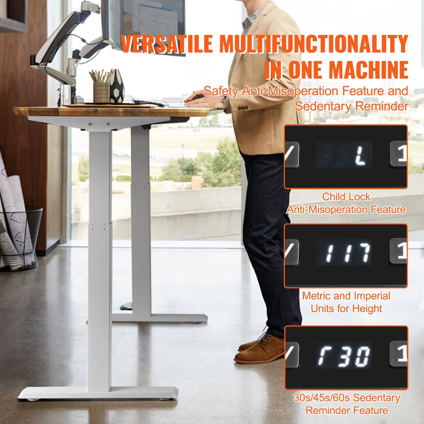 SucceBuy Standing Desk Frame  Electric Stand Up Computer Desk Legs Ergonomic DIY Workstation Base for Home and Office