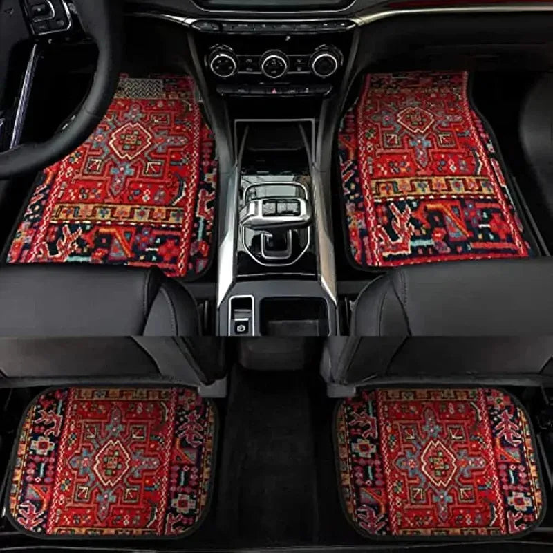 Car Floor Mats Set of 4 Persian Rug Design Durable Front Rear Carpets for Cars Trucks SUVs