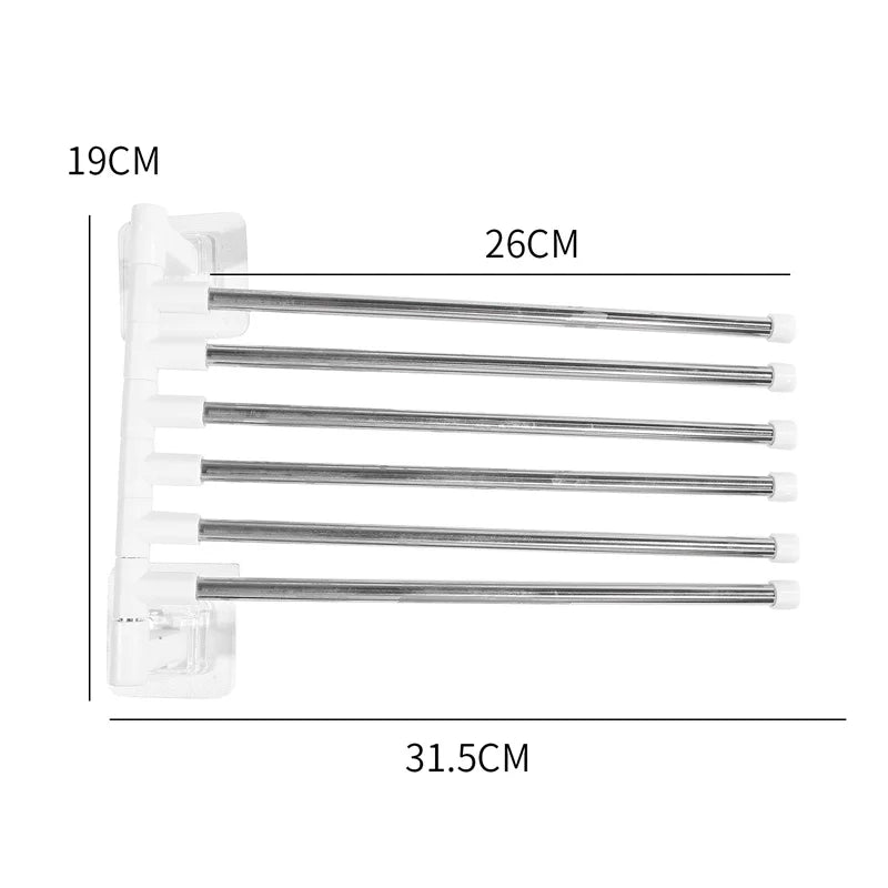 Bathroom Towel Rack Rotatable Towel Holder Space Aluminum 2/3/4/5/6-Bar Towel Hanger Kitchen Shelf Paper Hanging Wall Mounted