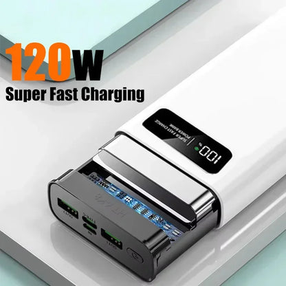Lenovo 200000mAh LED Digital Display Power Bank High Capacity 120W Super Fast Charging Portable External Battery For IPhone NEW