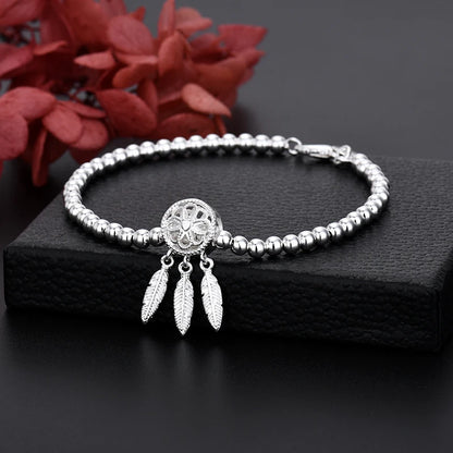 Fine 18K Gold Bracelet Beads Chain Dream For Women Luxury Fashion Party Wedding Jewelry Lovers Gift Charms