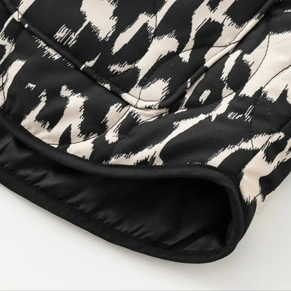 Women Animal Print Quilted Leopard Vintage Woman Jacket Y2K Pocket Ladies Outfit Autumn Winter Girls Chic Clothes 8110/506