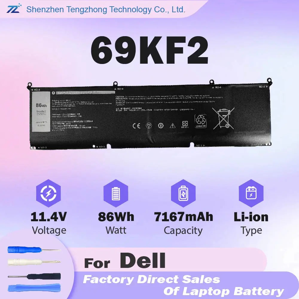 69KF2 Laptop Battery for Dell M15 R3 R4 R5 R6 R7 M17 R3 R4 XPS 15 9500 9510 9520 G7 15 7500 G15 5510 5515 5520 Precision 5550