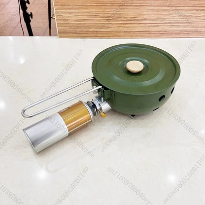 Camping Gas Stove with Non-stick Pan Windproof Portable Camping Picnic Gas Stove for Outdoor Hiking Cooking