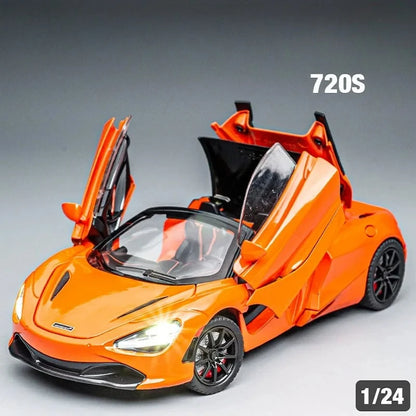 1:24 720S Alloy Racing Car Model Diecast Metal Sports Car Model Simulation Sound and Light Collection Childrens Toy Gift