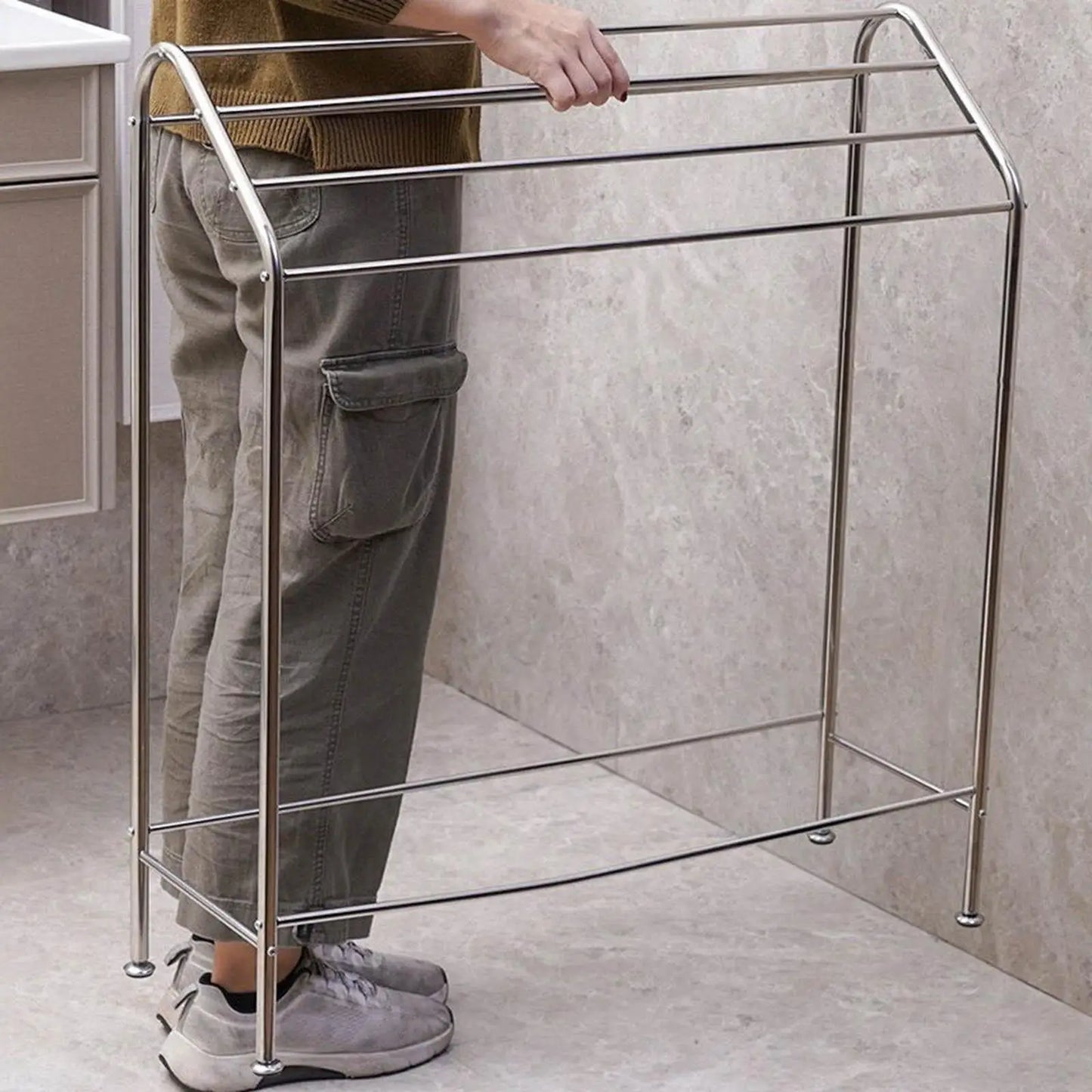 Floor Towel Rack Multifunctional Bathroom Storage Shelf Sturdy Blanket Display Rack for Hotel Closet Laundry Room Home Household