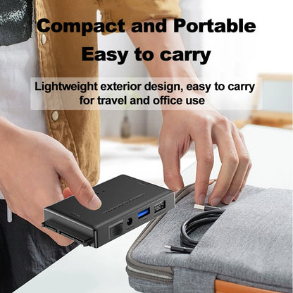 3-in-1 External Hard Drives Reader USB 3.0 to SATA/IDE Adapter for 2.5-inch and 3.5-inch HDD/SSD with 12V/2A Power Supply