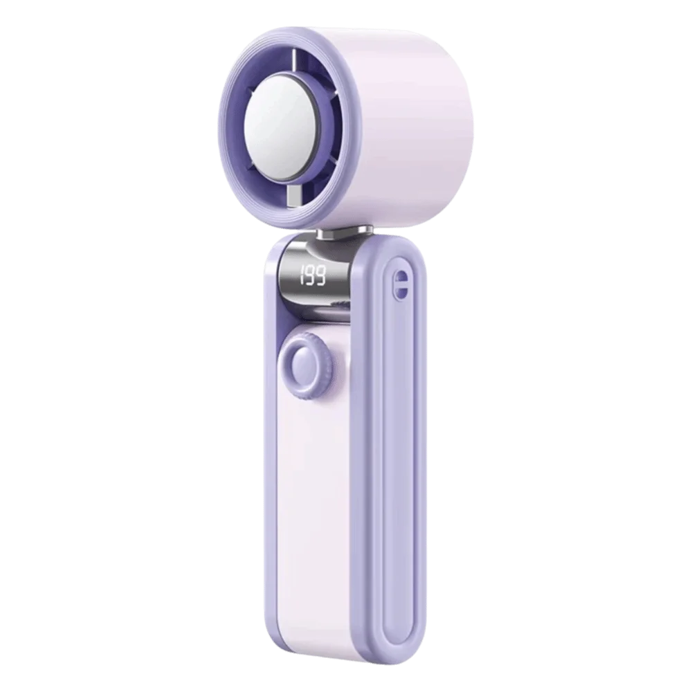 Foldable Design Portable Handheld Fan Portable Digital Display USB Rechargeable Fan Multi-Speed High Speed Turbo