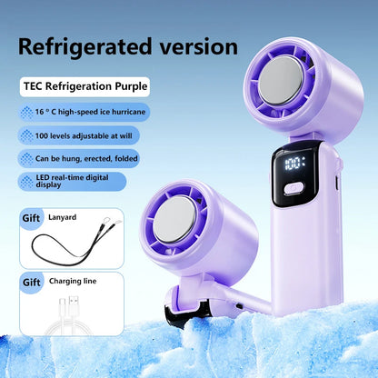 Lenovo Ice Compress Handheld Fan Portable Outdoor Usb Digital Display Folding Refrigeration High Speed Violent Turbine Small Fan