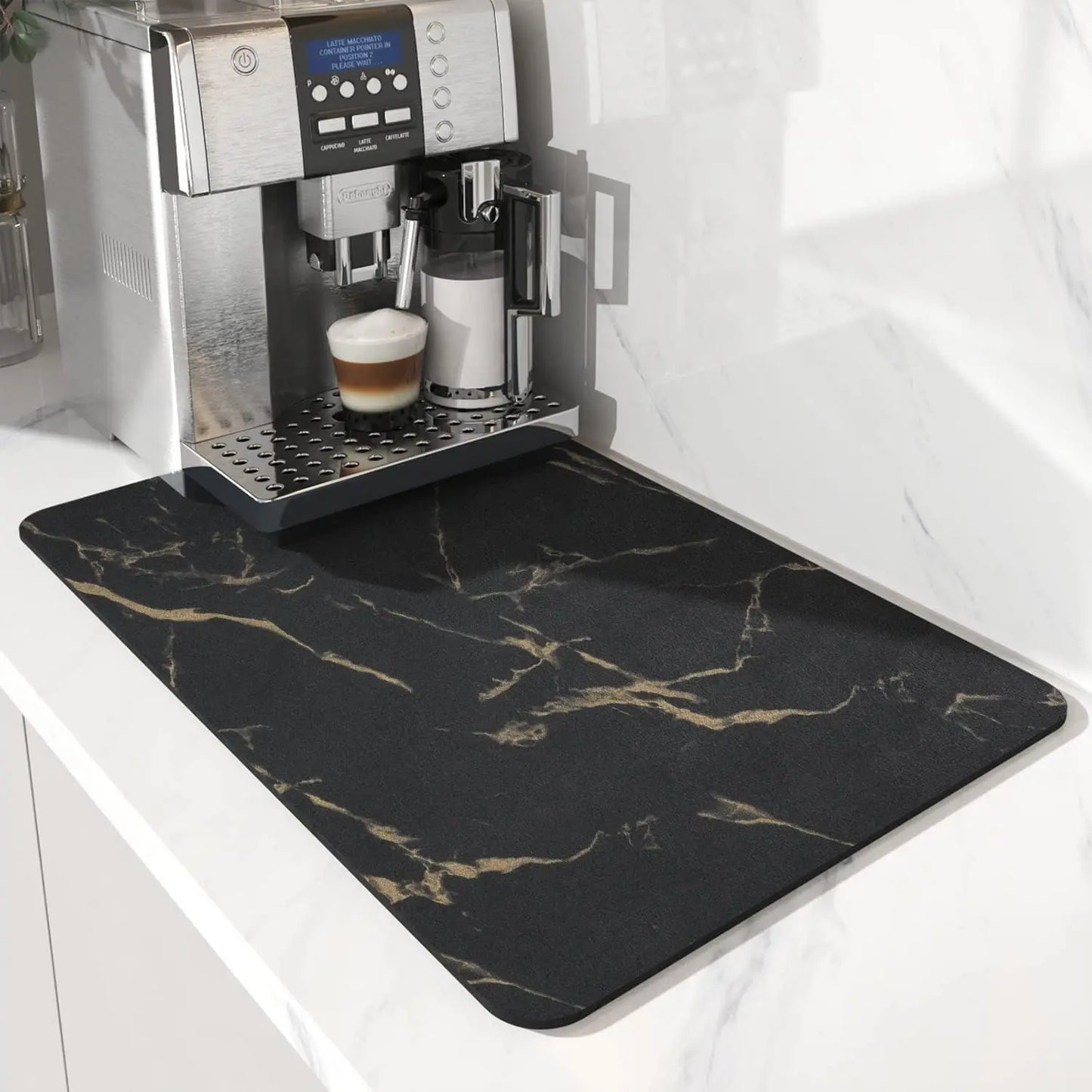 Coffee Machine Mat Rubber Backing Water-Absorbent Dish Drying Pad Kitchen Worktop Drainage Mat Home Decor