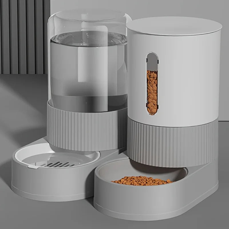 Large Capacity Cat Feeder Automatic Cat Water Dispenser Cat Food Bowl Gravity Food Storage Container for Cats Dogs Pet Supplies