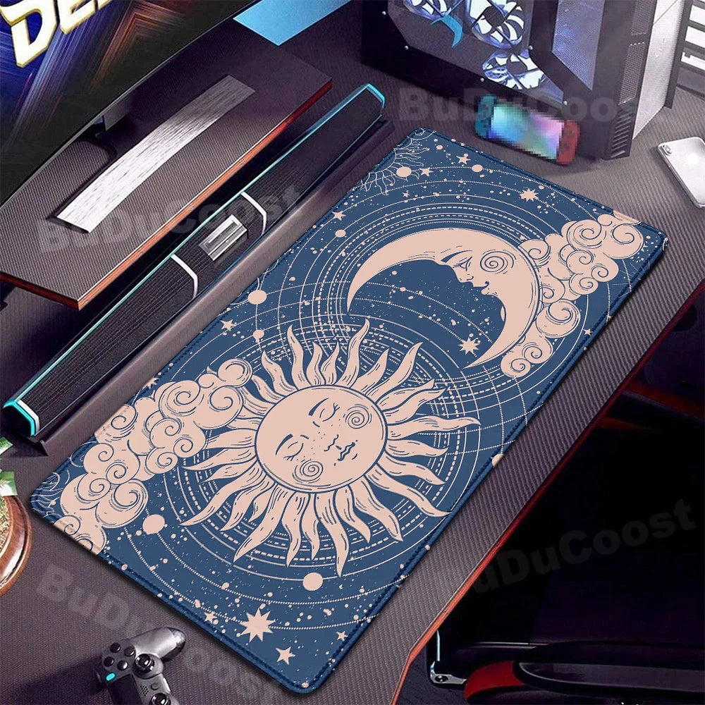 XXL Computer Desk Pad Pink Art keyboardpad Moon Space Mousepad Laptop Table Mat 900x400mm Rubber Anti-slip Soft Desktop Mice Pad
