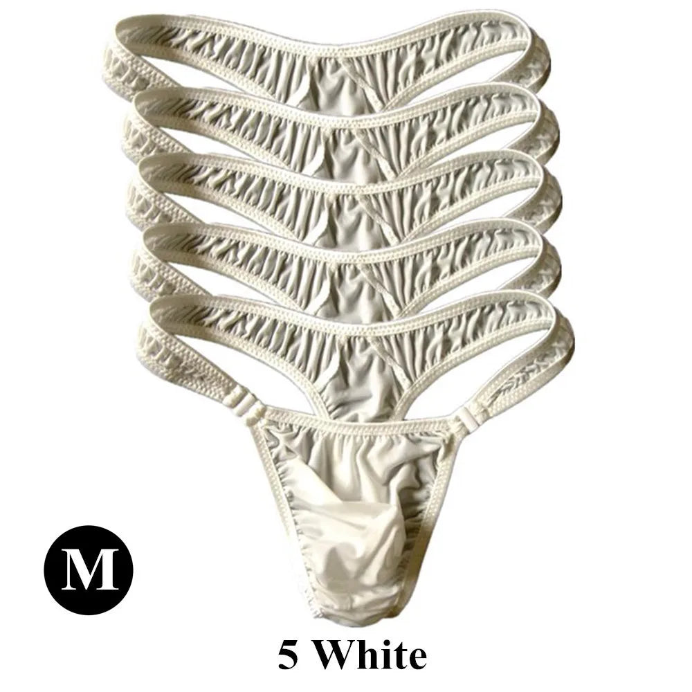 5Pcs/Set Men Sexy G-string Transparent Buckle Low Waist Thong Nylon High Quality Underwear U Pouch Cozy Underpants Fast Shipping
