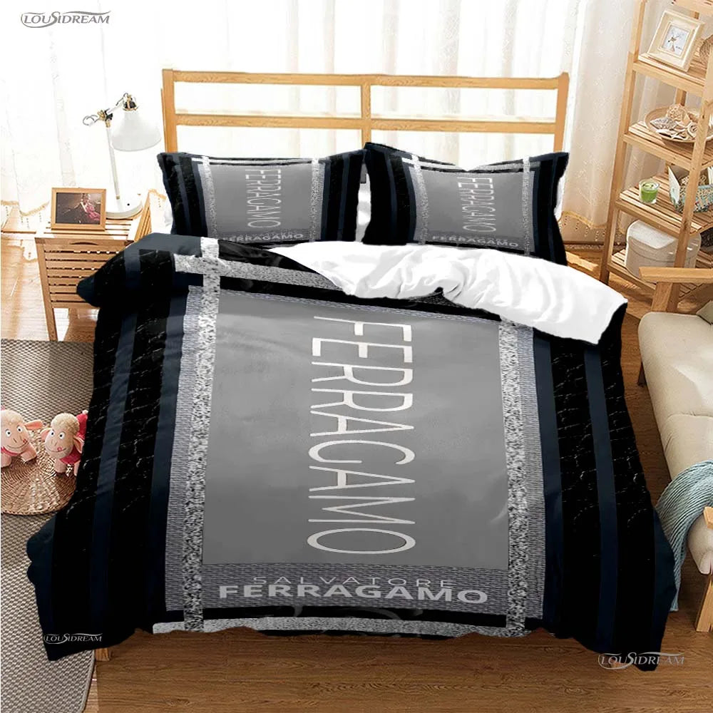 Fshion Luxury Brand Casal All Season Duvet Cover Comforter Bedding Set Soft Quilt Cover and Pillowcases Single/Double/Queen/King