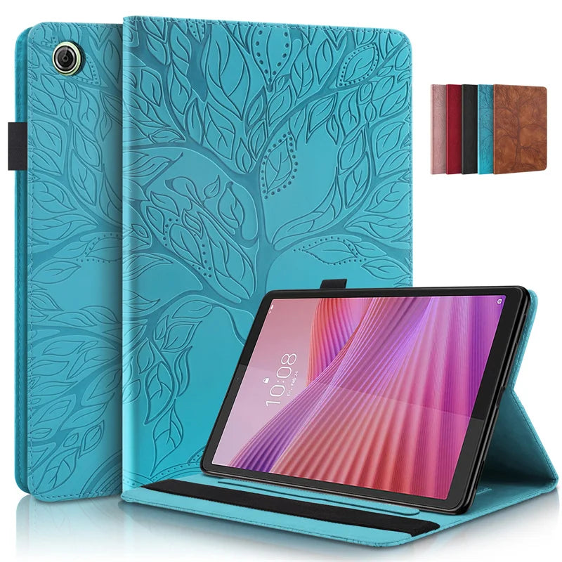 Tablet Funda For Lenovo Tab One 8.7 Case TB305FU TB305XU Emboss Tree Wallet Stand Cover For Lenovo Tab One / Lenovo Tab K9 Case