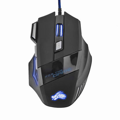 Gaming Mouse 7-Color Backlight 5500 DPI Adjustable USB Wired Optical Mice for PC
