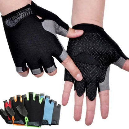 1Pair Gym Gloves Fingerless Gloves Anti-Slip Shock-Absorbing Gloves Sports Gloves for Training Lifting Weight Cycling