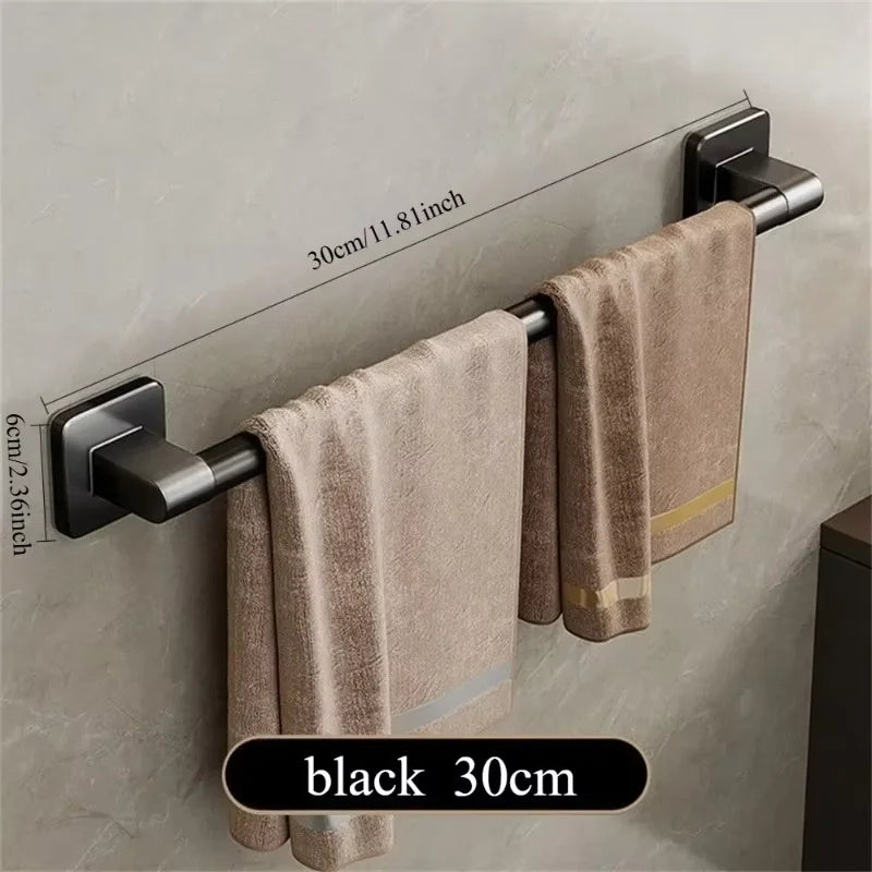 Wall Mounted Towel Rack Bathroom Storage Rack No Drilling Bathroom Horizontal Bar Towel Rack Kitchen Bathroom Accessories