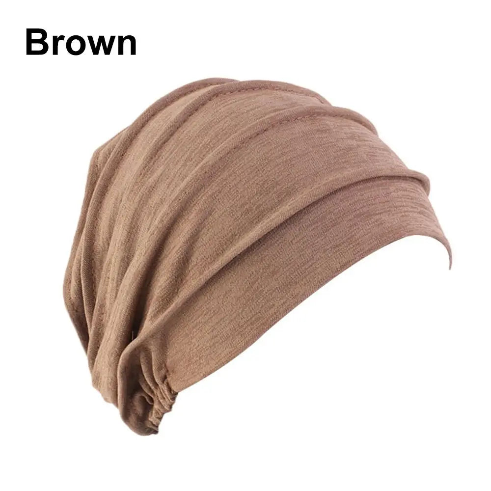 Women Elastic Turban Beanie Soft Cotton Bonnet Muslim Hijabs Head Wrap Chemo Hat