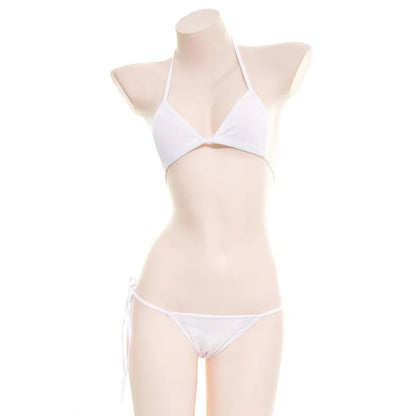 Sexy and Fun Underwear Lace up Open Back Three Point Bikini Japanese Cute Mini Dead Water Set for Women