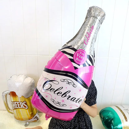 Pink Balloon Champagne Bowknot Wine Cup Wedding Birthday Party Decoration Adult Children Balloon Event Party Supplies