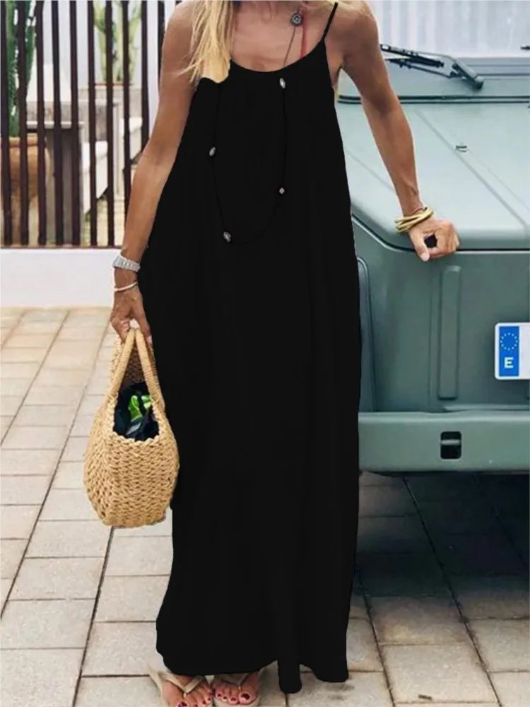 Sexy Suspender Dress For Women Fashionable Solid Color New Backless Strappy Loose Casual Dress For Women 2026