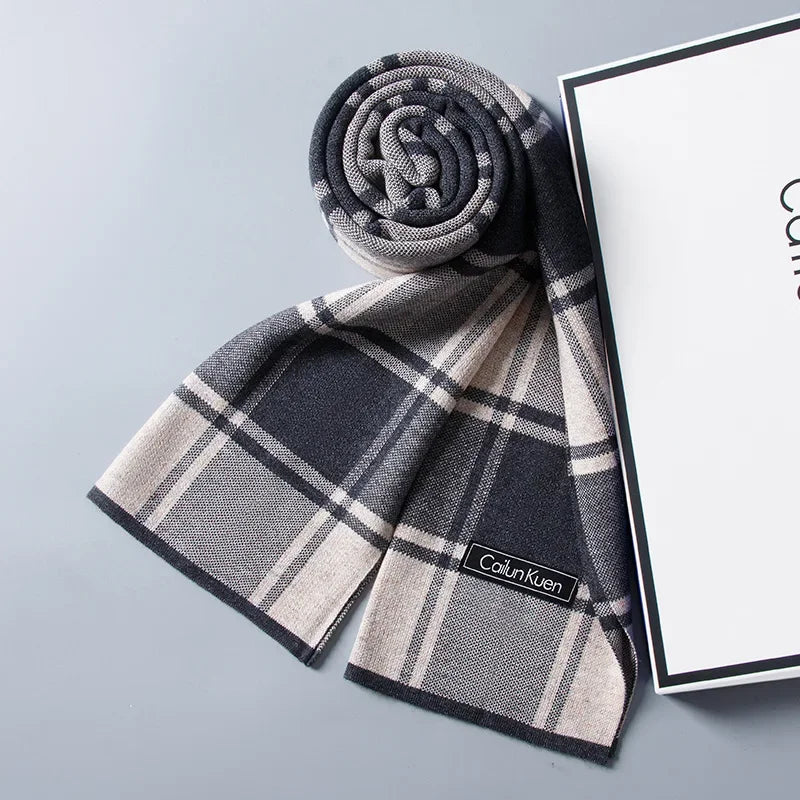 High Quality Wool Men Scarf Autumn Winter Classic Business Thermal Muffler Male Soft Korean Version Long Thick Warm Shawl No Box
