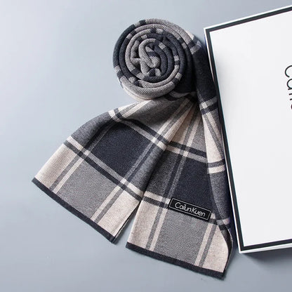High Quality Wool Men Scarf Autumn Winter Classic Business Thermal Muffler Male Soft Korean Version Long Thick Warm Shawl No Box