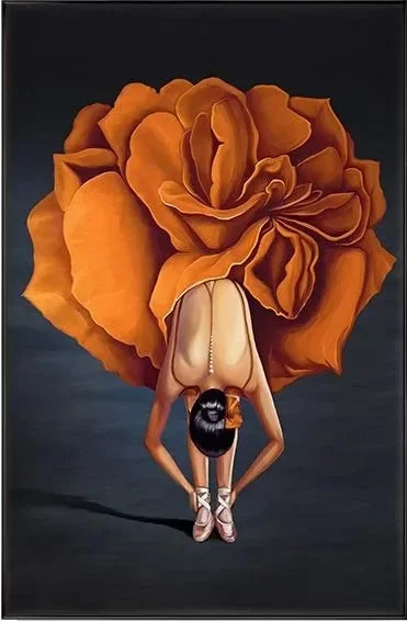 Canvas Painting Wall Art Women and Flowers Abstract Print the Girl with Flowers on Her Head Surrealism Imagine Poster Room Decor