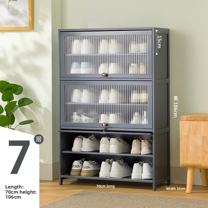 Shoe cabinet multi-layer storage rack household simple door entry balcony indoor large-capacity dust-proof shoe rack