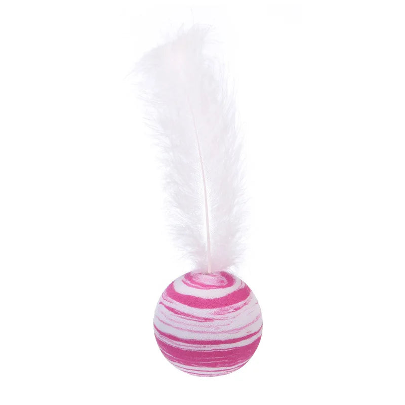 Cat Toy Ball Feather Funny Cat Toy Star Ball Plus Feather Foam Ball Throwing Toys Interactive Toys Pet Supplies Katten Toy