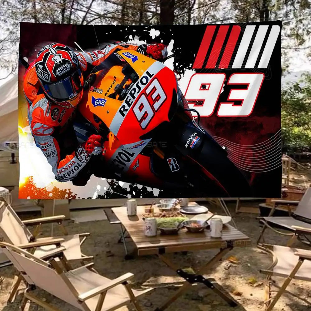 Marquez Marc 93 Cartoon Flag Art Science Fiction Room Home Decor Wall Hanging Home Decor Banner