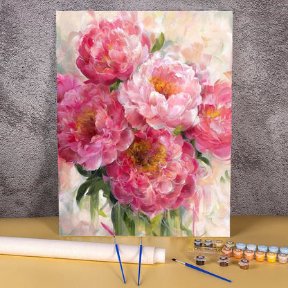 Diy Painting By Numbers Peony Flower Canvas Colouring Handpainted Gift Wall Decor Home 50×70cm Picture For Paint With Number